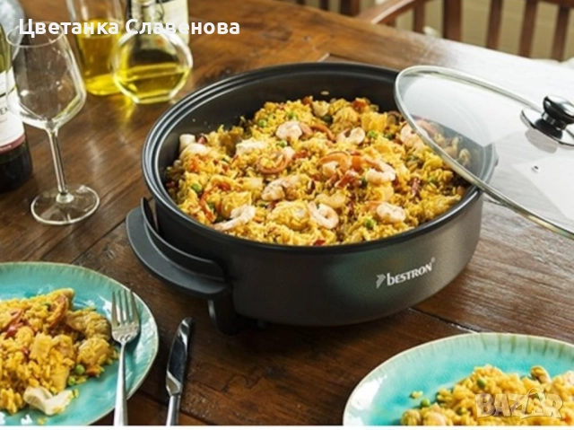 Електрически тиган Bestron AHP1500Z XL, многофункционален тиган с диаметър 32 см, стъклен капак , снимка 8 - Котлони - 52212461