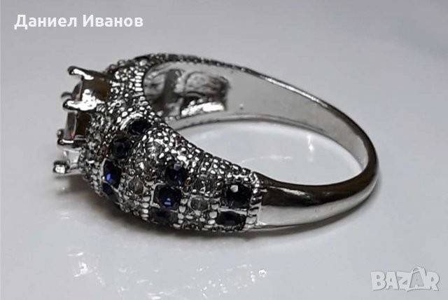 Златен пръстен Бяло Злато 18К със камък на Сваровски НОВ, снимка 5 - Пръстени - 29246556