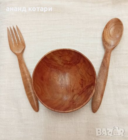Комплект за храна от дърво Нийм, снимка 2 - Прибори за хранене, готвене и сервиране - 37064066