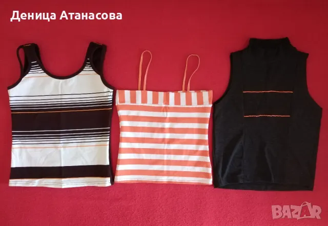 Блузки и потници, ризи с къс и дълъг ръкав, черно сатенено и дънкено бюстие размер М, снимка 8 - Потници - 41884937