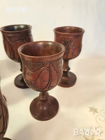 колекция абаносови африкански чаши  дърворезба 7/3, снимка 2 - Чаши - 49783827