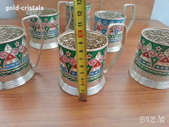 руски стакани подстакани с цветен емайл, снимка 7 - Антикварни и старинни предмети - 29224089