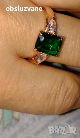 Пръстен смарагд и диаманти 💓, снимка 2 - Пръстени - 37200258