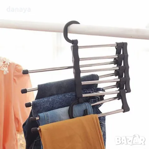 5356 Телескопична закачалка за панталони поли органайзер за гардероб, снимка 6 - Органайзери - 47690983
