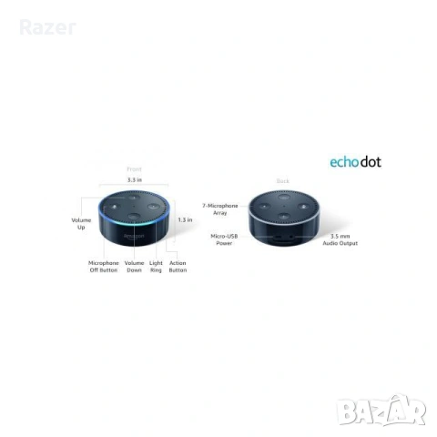 Преносима смарт тонколона Amazon Echo Dot 2, гласов асистент!, снимка 3 - Тонколони - 52877268