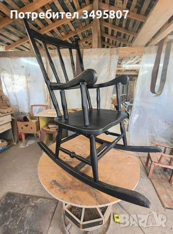 Люлеещ се стол от масивна дървесина , снимка 1