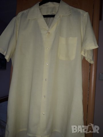 Мъжка лятна риза къс ръкав жълта L-XL, снимка 3 - Ризи - 29132333