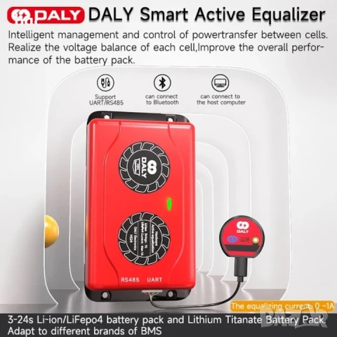 НОВ Активен Балансьор За Батерии 12V 4s Daly Smart BMS Lifepo4 CAN 1A Active Balance 4S Smart Balanc