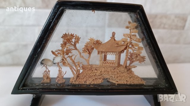 Диорама - азиатско изкуство от корк - ръчна изработка, снимка 5 - Антикварни и старинни предмети - 39435303