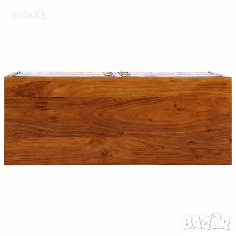 vidaXL Шкаф за обувки 90 x 35 x 55 см Солидно акациево дърво Кафяво, снимка 5 - Шкафове - 56147502