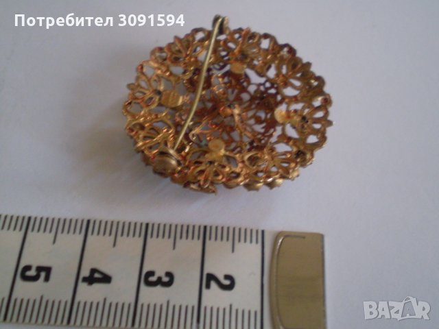 Брошка  филигран със  кристал  Чехословакия  маркирана, снимка 9 - Антикварни и старинни предмети - 35439854