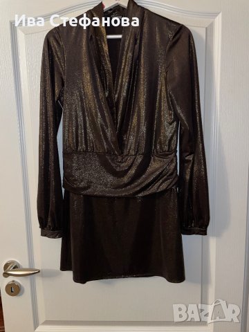 Нова парти коктейлна официална еластична рокля хамелион ефект златист , снимка 3 - Рокли - 40354044