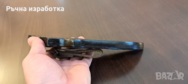 Кания естествена кожа с вложка от змийска кожа телешки бланк нож лов, снимка 2 - Ножове - 48078507