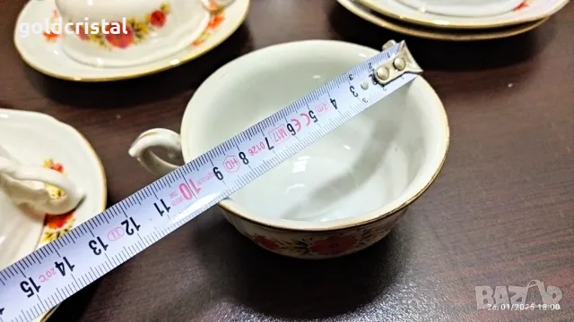 Стар български порцелан чаши за чай захарница латиера , снимка 7 - Антикварни и старинни предмети - 48857046