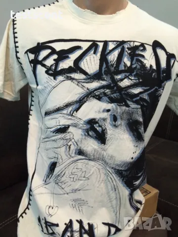 Мъжка тениска AFFLICTION Reckless Abandon in White бяла S Small, снимка 8 - Тениски - 25982991