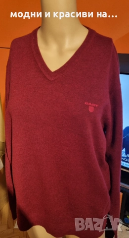 Мъжки пуловер Gant агнешка вълна, размер L, снимка 7 - Пуловери - 52887177