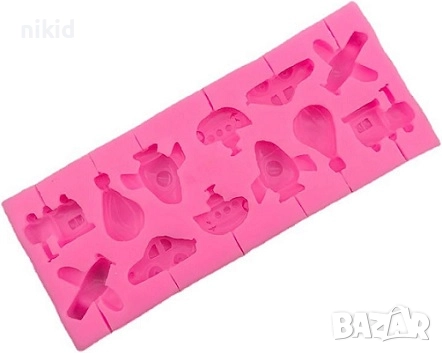 12 Превозни транспортни средства самолет силиконов молд форма направа близалки на клечка шоколад, снимка 2 - Форми - 51858960