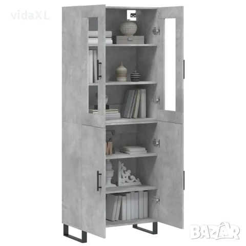 vidaXL Висок шкаф, бетонно сив, 69,5x34x180 см, инженерно дърво, снимка 3 - Бюфети - 56146774