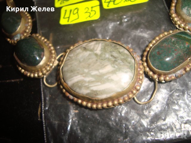 МАЛАХИТЕНА САЧАНЕНА СТАРИННА ОСМАНСКА ГРИВНА РЪЧНА МАЙСТОРСКА РАБОТА НАКИТ за НОСИЯ 4974, снимка 6 - Антикварни и старинни предмети - 30691399
