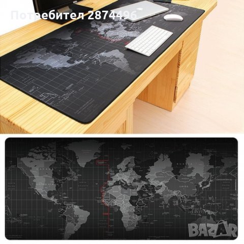 2118 Голяма геймърска подложка за бюро с принт Карта на света, снимка 3 - Геймърски - 34993725