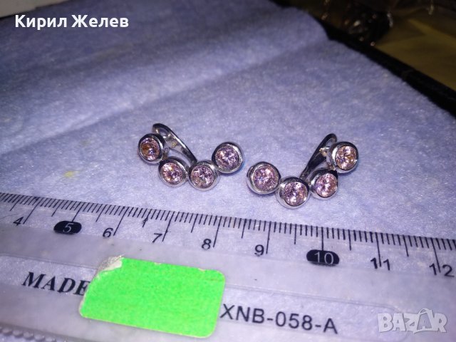 ИЗЯЩНИ СРЕБЪРНИ СКЪПОЦЕННИ АРТ ОБЕЦИ РОДИРАНО СРЕБРО 925 с ЮВЕЛИРНО ФАСЕТИРАН ИСКРЯЩ АМЕТИСТ 35020, снимка 4 - Обеци - 39547590