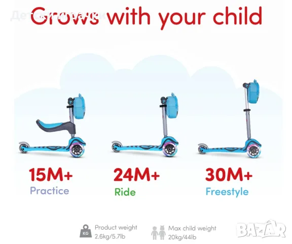 Детски скутер smarTrike Т1, син, Тротинетка за деца, снимка 6 - Скутери и тротинетки - 50182056