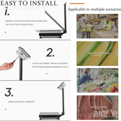 Платформена електронна везна до 300кг - платформен кантар с дисплей, снимка 3 - Други - 52107599