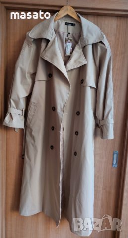 BOOHOO - бежов тренч/шлифер овърсайз, снимка 2 - Шлифери - 35955273