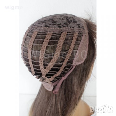 Дълга права кестенява омбре перука с бретон Мадлен, снимка 6 - Аксесоари за коса - 37319586