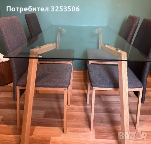 Кухненско обзавеждане - стъклена маса с 6 стола, снимка 1