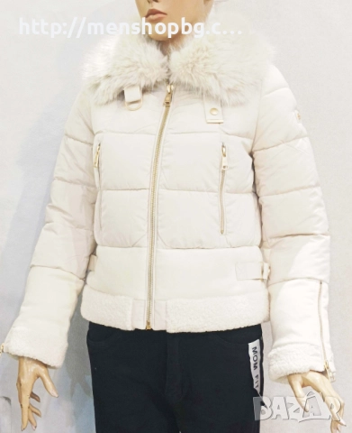 Късо дамско зимно яке - екрю, снимка 2 - Якета - 51838989