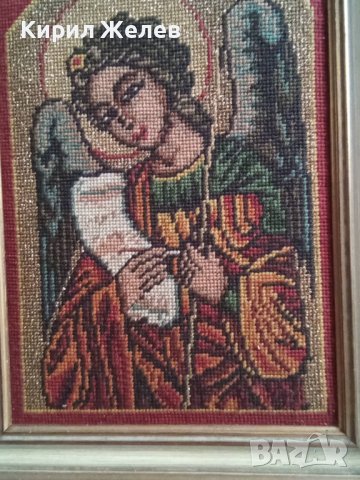 СТАР ГОБЛЕН - АНГЕЛ АРХАНГЕЛ РЕЛИГИЯ МНОГО КРАСИВ в ДЪРВЕНА РАМКА 30912, снимка 12 - Гоблени - 37791573