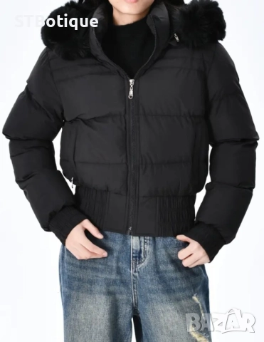 🧥 Дамско елегантно зимно яке с плюшена качулка – STBoutique ❄️ , снимка 3 - Якета - 52207471