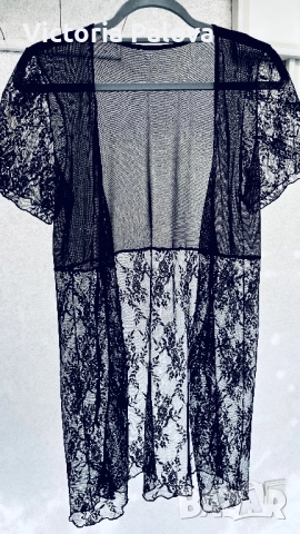 Романтична черна дантелена нощница / халат, снимка 2 - Нощници - 52267056