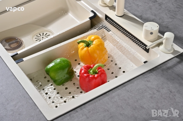 60см Бежова мултифункционална кухненска мивка , снимка 6 - Мивки - 52127816