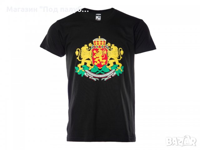 Нова детска черна тениска с релефен трансферен печат Герб на България, снимка 5 - Детски тениски и потници - 30083286