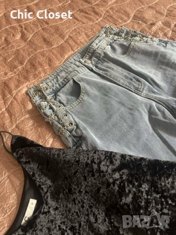 Дънки Shein с верижка на кръста + подарък потник, снимка 2 - Дънки - 54238570