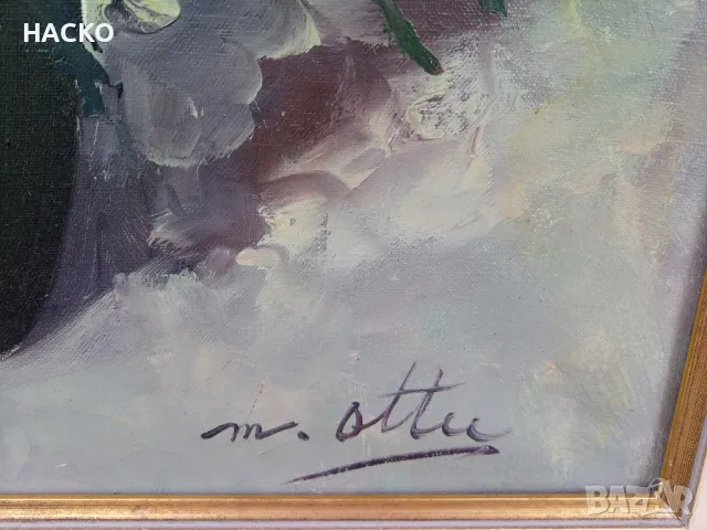 Стара Холанска Картина Масло Въху Ленена Канаваца "ПОЛСКИ ЦВЕТЯ"  Внос от Холандия, снимка 11 - Картини - 48498112