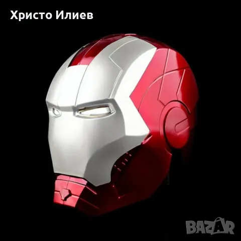 Marvel Маска Електронен шлем Iron Man светещи очи Железния човек Марвел сребърно с червено, снимка 8 - Друга електроника - 49128311