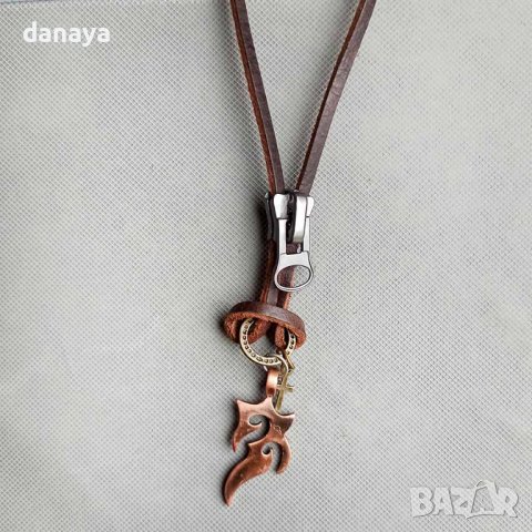 3297 Мъжки медальон с висулка пламък кръст халка и цип, снимка 3 - Колиета, медальони, синджири - 38864594