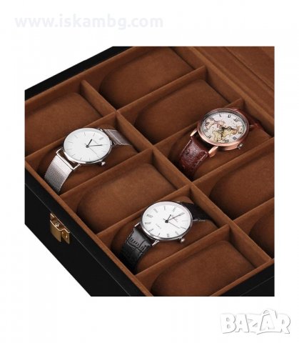 ЧЕРНА ДЪРВЕНА КУТИЯ ЗА 6, 10 ИЛИ 12 ЧАСОВНИКА И АКСЕСОАРИ - код 2656, снимка 4 - Подаръци за мъже - 33927865