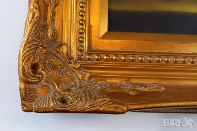 Картина - натюрморт с цветя в златиста барокова рамка, снимка 3 - Картини - 51628591