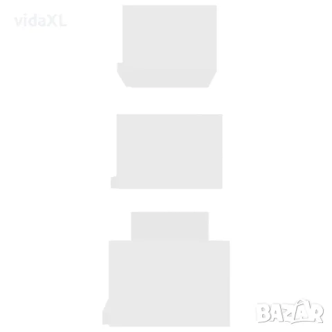 vidaXL Стенни рафтове, 3 бр, бели, инженерно дърво, снимка 5 - Етажерки - 56147751