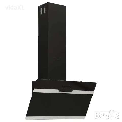 vidaXL Стенен абсорбатор, 60 см, стомана и закалено стъкло, черен