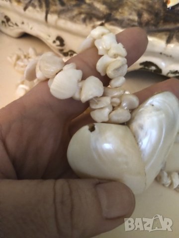 РЕТРО ОГЪРЛИЦА ЕСТЕСТВЕН СЕДЕФ И МИДЕНИ ЧЕРУПКИ НАМАЛЕНИЕ РЪЧНА ИЗРАБОТКА , снимка 7 - Колиета, медальони, синджири - 42798232