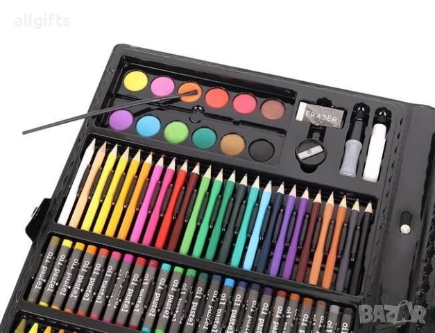Детски творчески комплект за рисуване и оцветяване 168 части черен, снимка 3 - Рисуване и оцветяване - 40828034