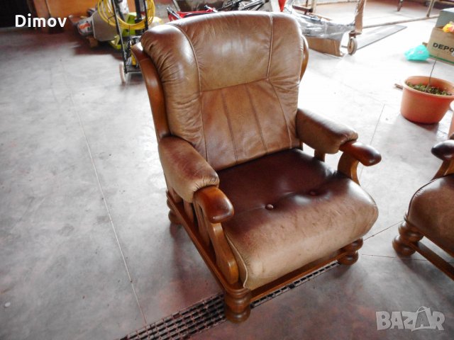 Мека мебел. Холна гарнитура, естествена кожа и масив. Дизайнерска мебел. Внос., снимка 3 - Дивани и мека мебел - 35255133