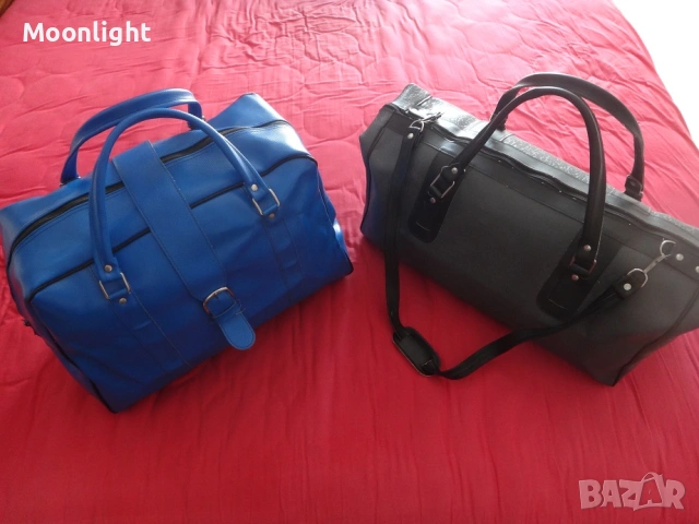 Антики - 2 големи ретро кожени сака / пътни чанти винтидж, снимка 18 - Сакове - 53232729