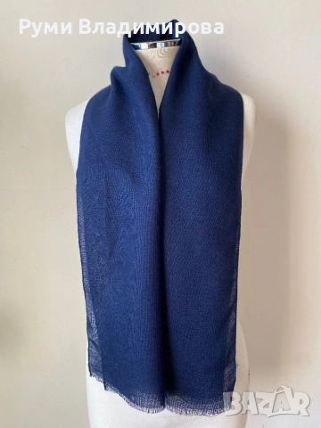 Мъжки, тъмносин шал от 100 % вълна, снимка 3 - Шалове - 53254500