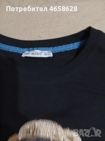 Черна тениска с дънкови ръкави , снимка 2 - Тениски - 52513448